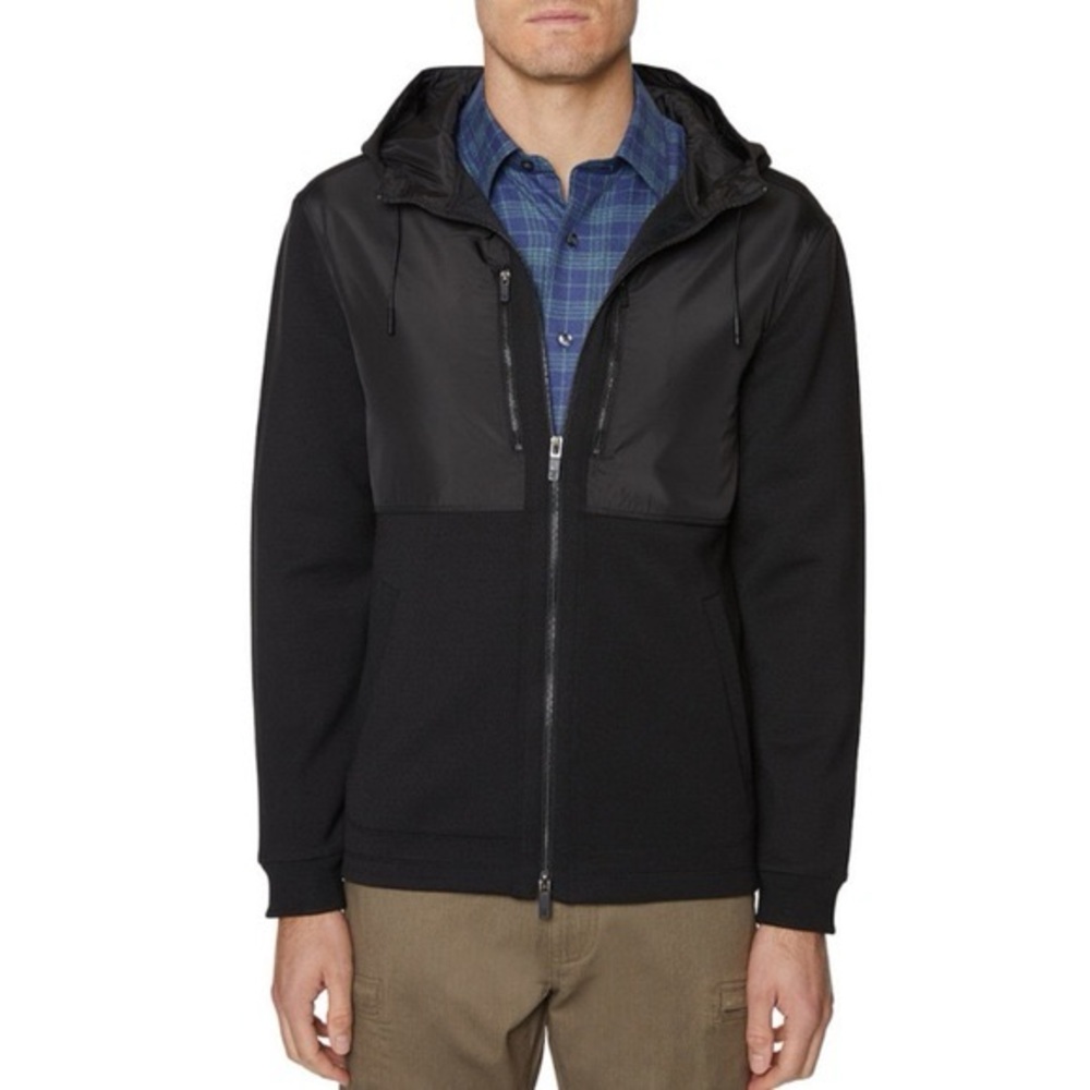Hickey Freeman Perforated Full-Zip Hooded Tech Jacket Black XL Lightweight